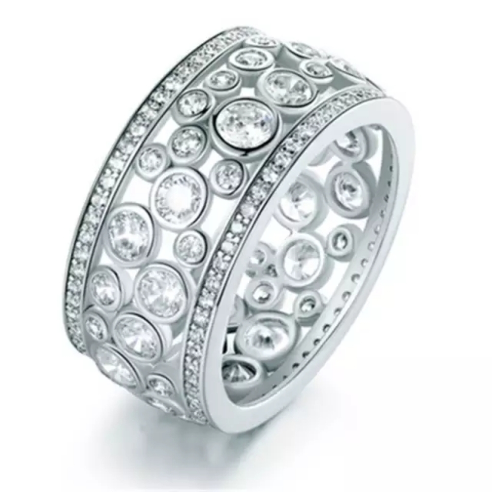 New 925 Silver Round Cut Diamond Band Ring - Picture 2 of 3